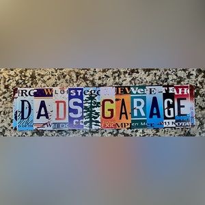 Dad‘s Garage tin metal sign rectangle, colorful distressed NEW